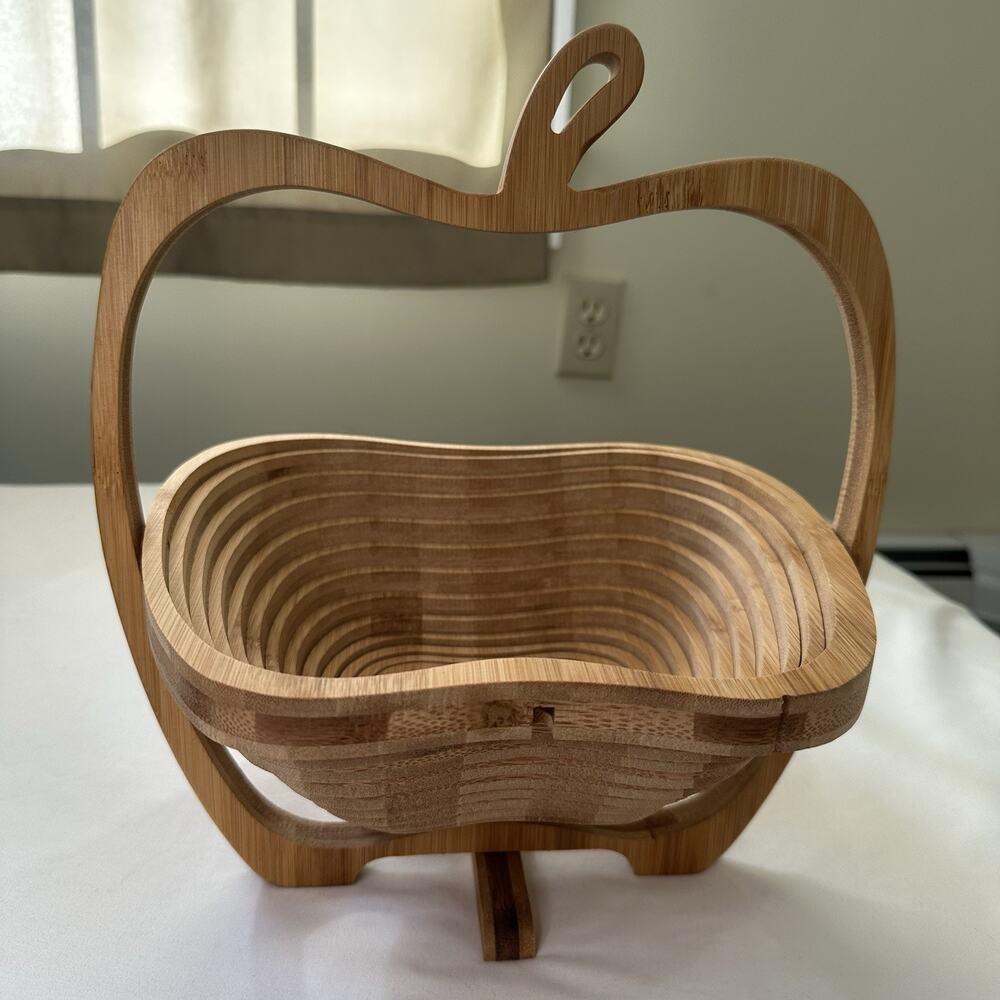 Bonnie & Pop Collapsible Wooden Fruit Bowl, Cutting Board, Trivet, Apple Shaped